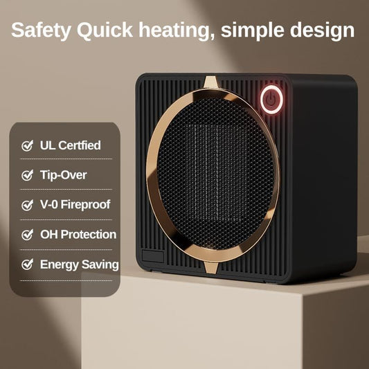 Portable Mini Space Heater, 500W PTC Ceramic Fast Heating Desktop Heater with Overheat & Tip-Over Protection, V1188-MS-601-001