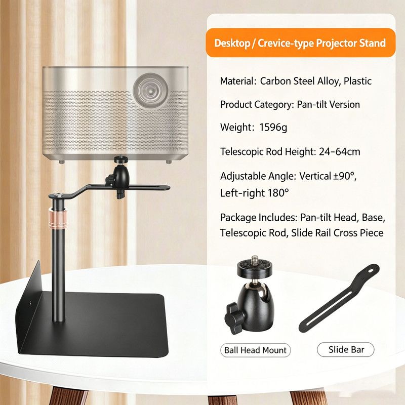 Hidden No-Drill Projector Stand, Sofa Bed Gap Floor Projector Mount with Adjustable Height, for Bedroom Home V1188-MS-601-011