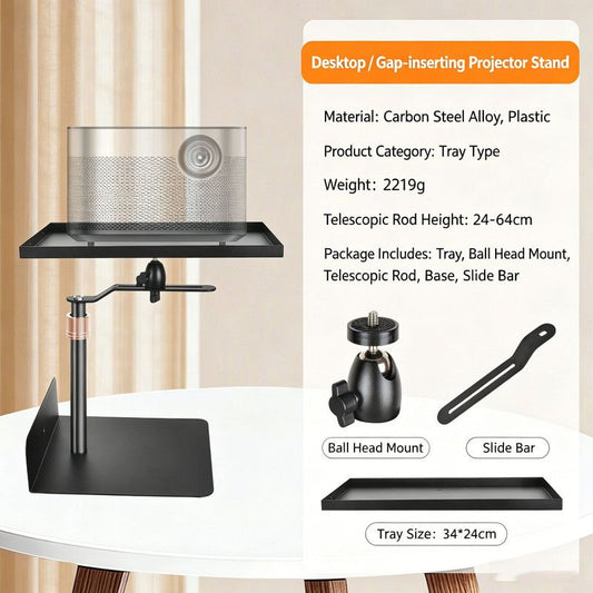 Hidden No-Drill Projector Stand, Sofa Bed Gap Floor Projector Mount with Adjustable Height, 360 degrees V1188-MS-601-012