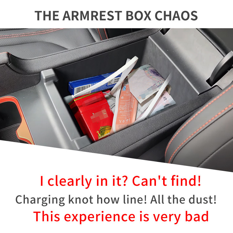 Custom ABS Armrest Storage Organizer Tray Fit BYD Shark Pickup, Anti Slip Center Console Insert Box V1188-MS-603-005