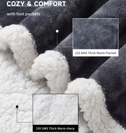 Warm Full Body Wearable Heated Blanket | With Foot Pocket & Auto Shut Off, 127x177CM Washable Heating Wrap V1188-MS-603-010