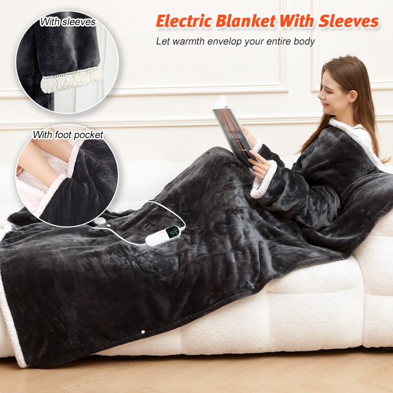 Warm Full Body Wearable Heated Blanket | With Foot Pocket & Auto Shut Off, 127x177CM Washable Heating Wrap V1188-MS-603-010
