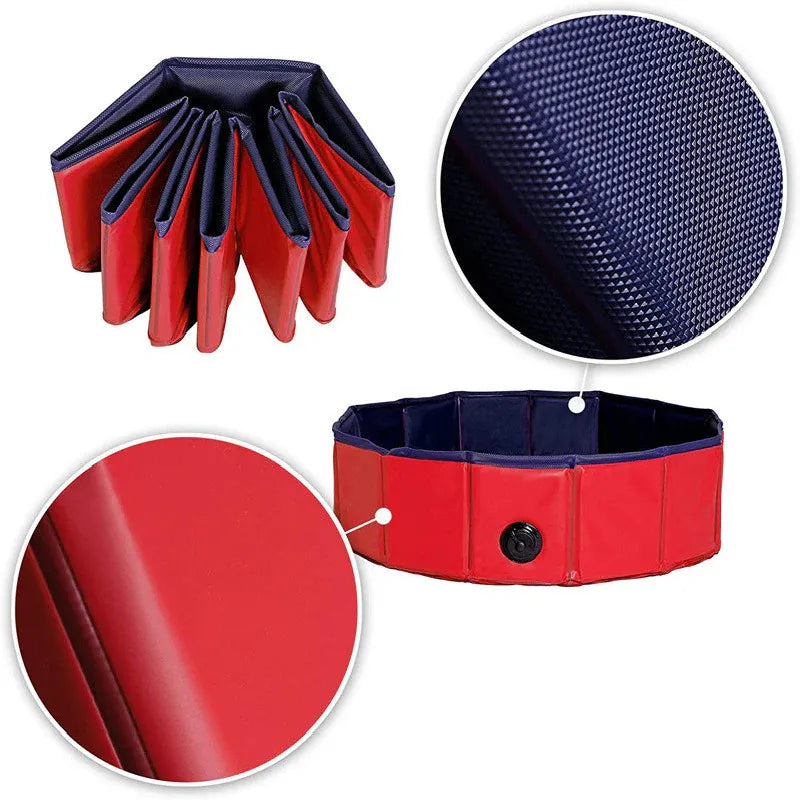 Foldable Dog Pet Pool Bathtub, Red, M V1188-MS-611-008