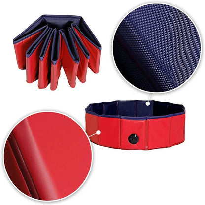 Foldable Dog Pet Pool Bathtub, Red, M V1188-MS-611-008