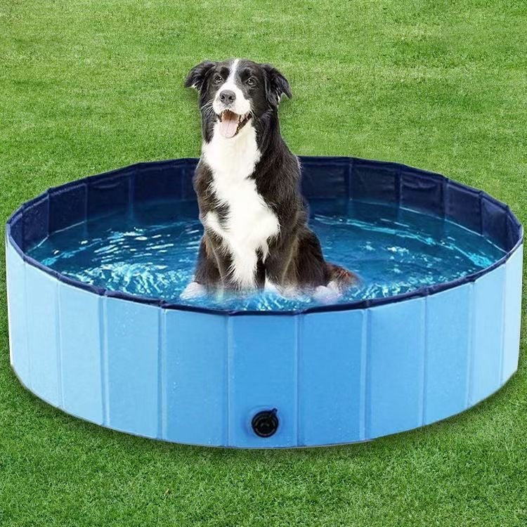 Foldable Dog Pet Pool Bathtub, Blue, M V1188-MS-611-011
