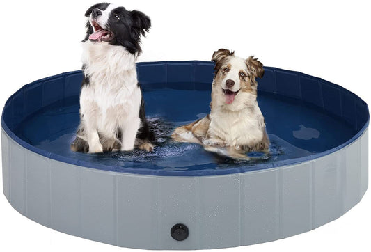Foldable Dog Pet Pool Bathtub, Gray, M V1188-MS-611-014