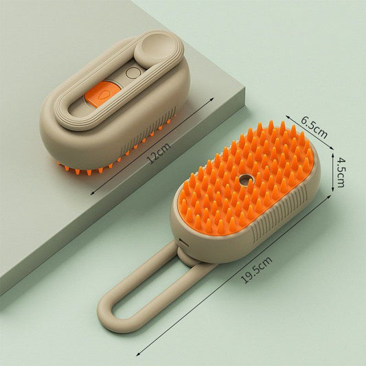 2 Piece Pet Steam Brush Set 3 in 1 Electric Spray Hair Removal Comb,Brown, USB V1188-MS-611-016