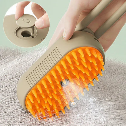 2 Piece Pet Steam Brush Set 3 in 1 Electric Spray Hair Removal Comb,Brown, USB V1188-MS-611-016