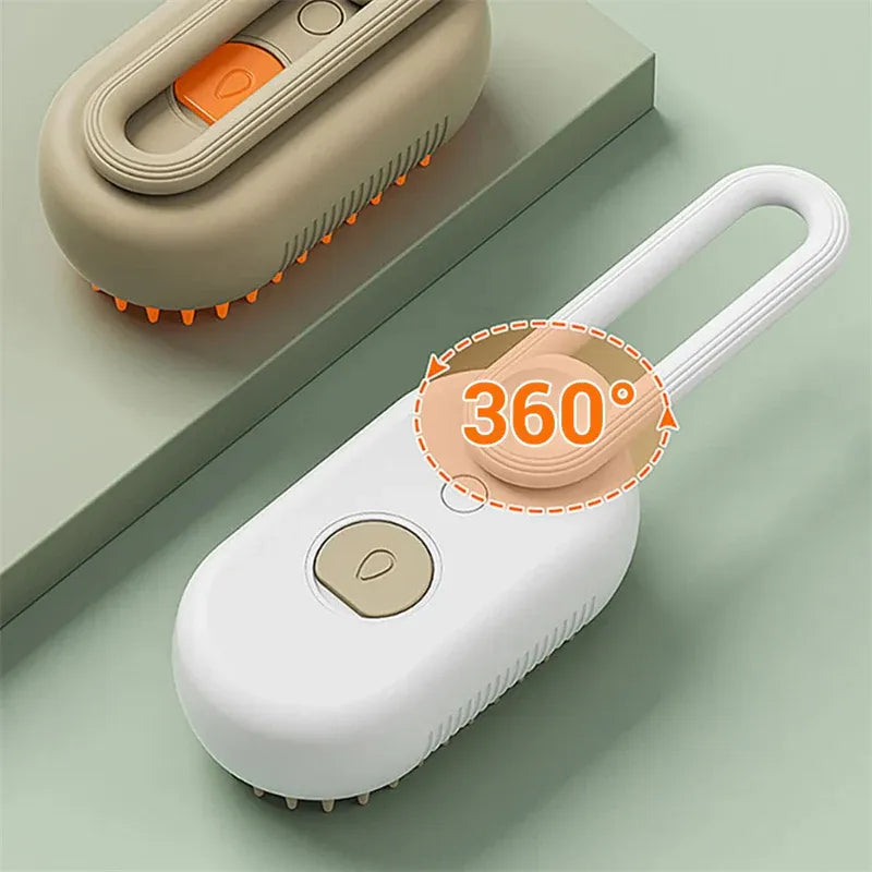 2 Piece Pet Steam Brush Set 3 in 1 Electric Spray Hair Removal Comb, White, USB V1188-MS-611-018