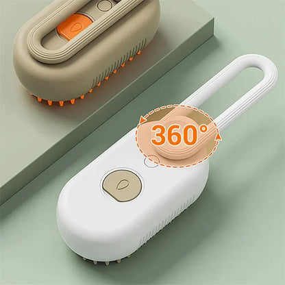 2 Piece Pet Steam Brush Set 3 in 1 Electric Spray Hair Removal Comb, White, USB V1188-MS-611-018