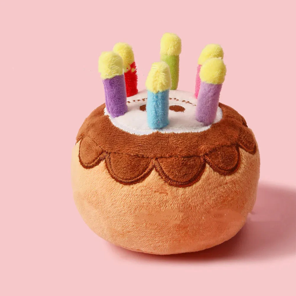 Dog Birthday Cake Plush Fetch Toy, Brown V1188-MS-611-019