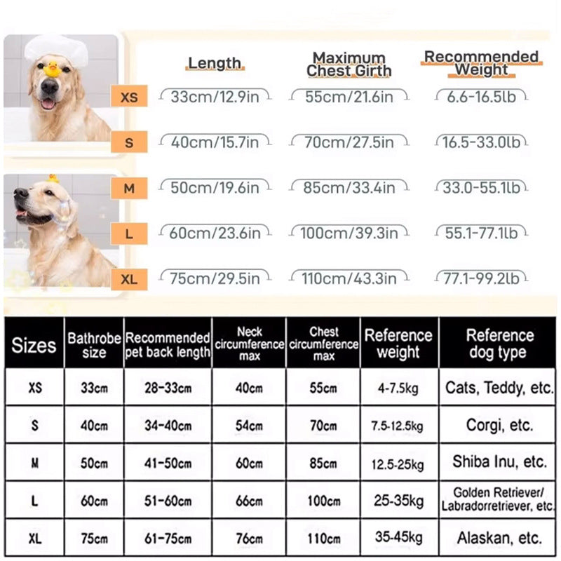 Dog Bathrobe Microfiber Absorbent Drying Coat, Brown, S V1188-MS-611-022
