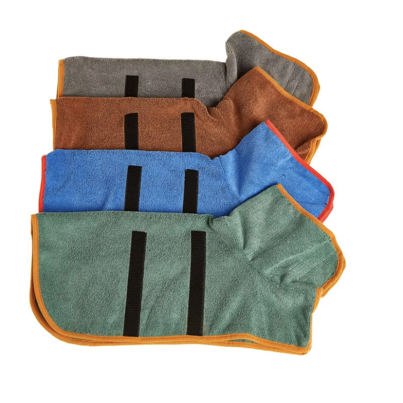 Dog Bathrobe Microfiber Absorbent Drying Coat, Green, L V1188-MS-611-025