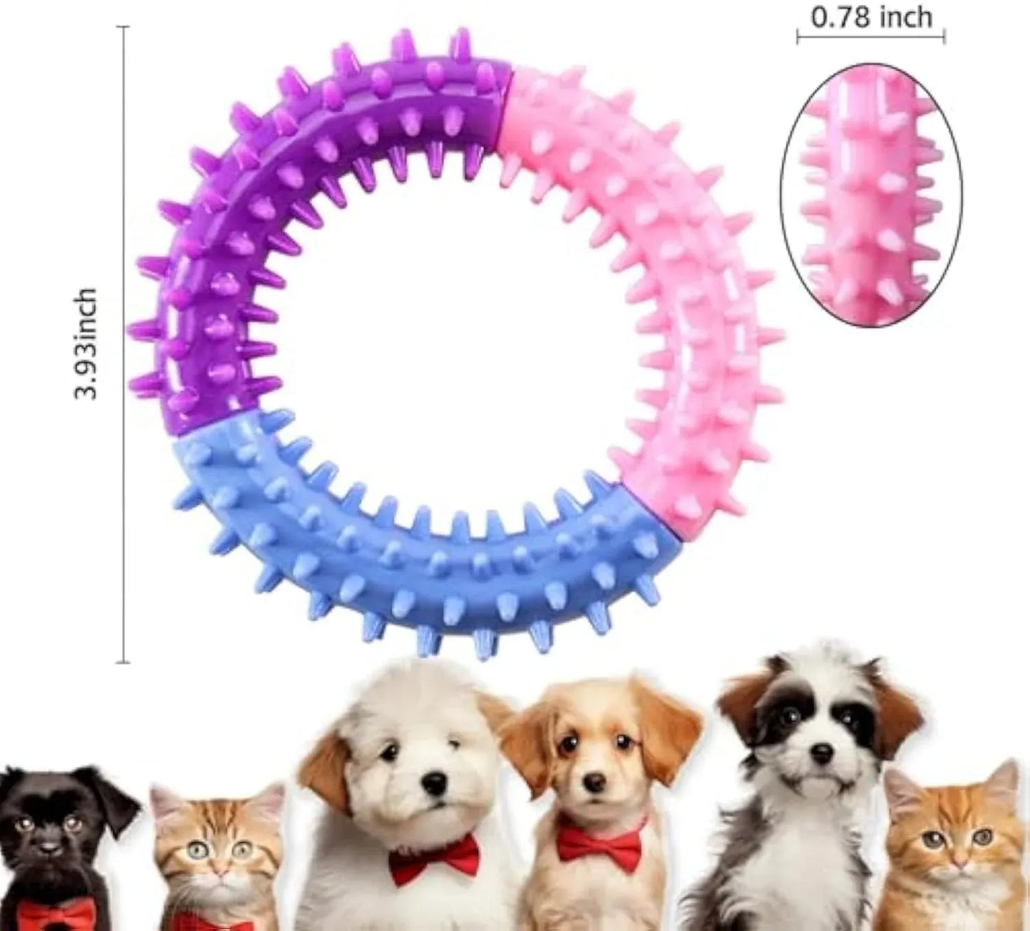 Dog Chew Ring Toy Rubber Puppy Teething Toy, Red Yellow Blue V1188-MS-611-041