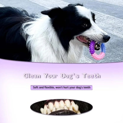 Dog Chew Ring Toy Rubber Puppy Teething Toy, Red Yellow Blue V1188-MS-611-041