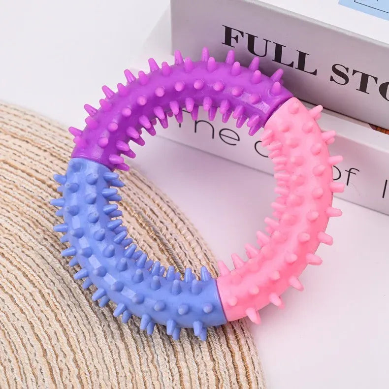 Dog Chew Ring Toy Rubber Puppy Teething Toy, Red Yellow Blue V1188-MS-611-041
