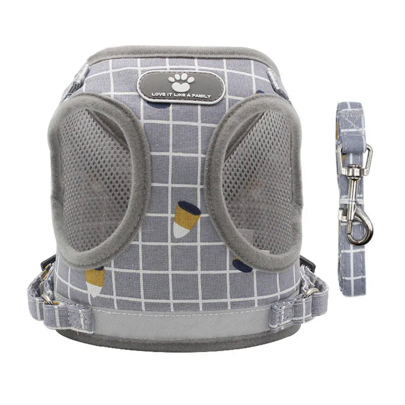 Small Dog Harness Vest Breathable Mesh Puppy Vest, Grey, L V1188-MS-611-064