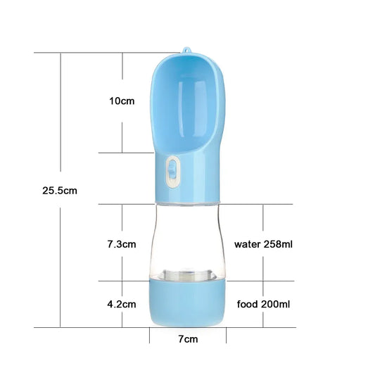 Pet Water Bottle with Integrated Feeder, Blue V1188-MS-611-079