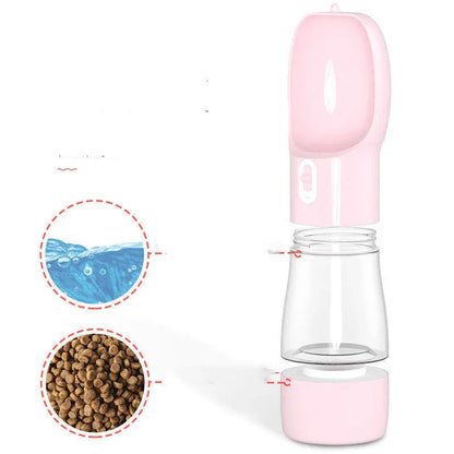 Pet Water Bottle with Integrated Feeder, Blue V1188-MS-611-079