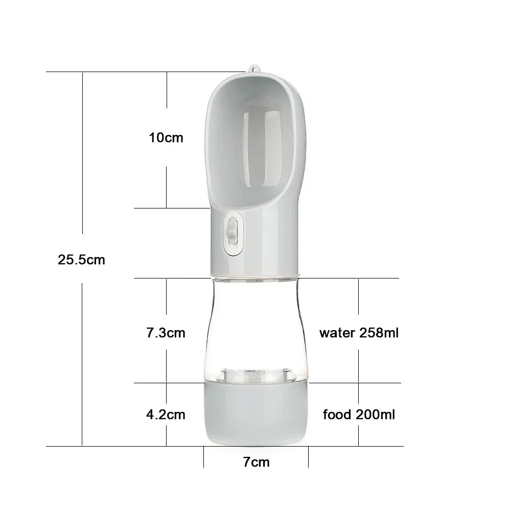 Pet Water Bottle with Integrated Feeder, Gray V1188-MS-611-081