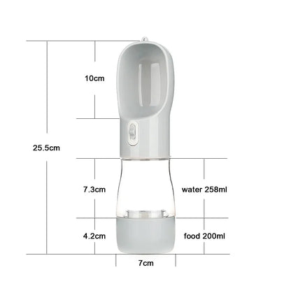 Pet Water Bottle with Integrated Feeder, Gray V1188-MS-611-081