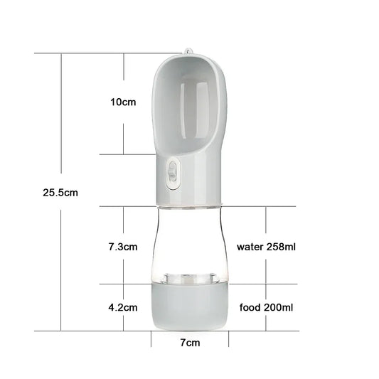 Pet Water Bottle with Integrated Feeder, Gray V1188-MS-611-081