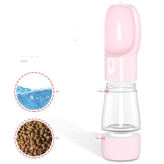 Pet Water Bottle with Integrated Feeder, Gray V1188-MS-611-081