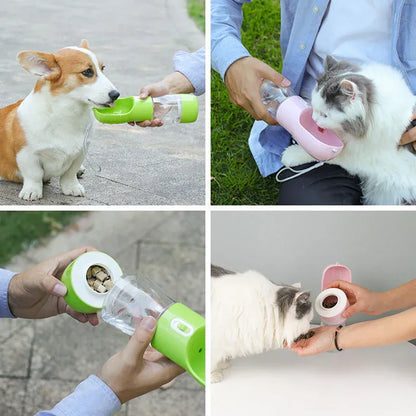 Pet Water Bottle with Integrated Feeder, Gray V1188-MS-611-081