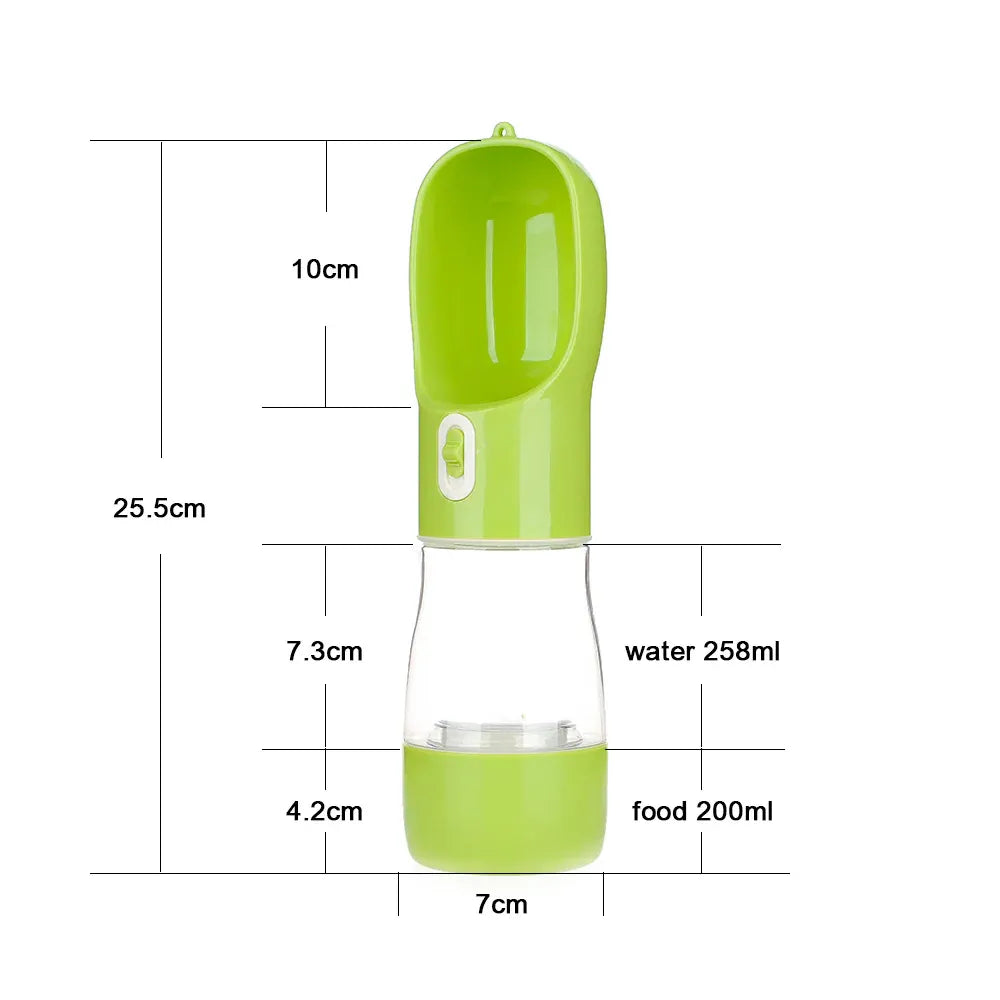 Pet Water Bottle with Integrated Feeder, Green V1188-MS-611-083