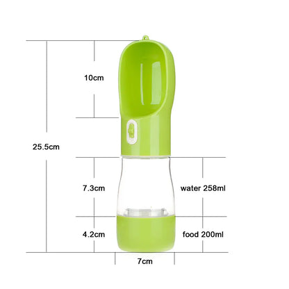 Pet Water Bottle with Integrated Feeder, Green V1188-MS-611-083