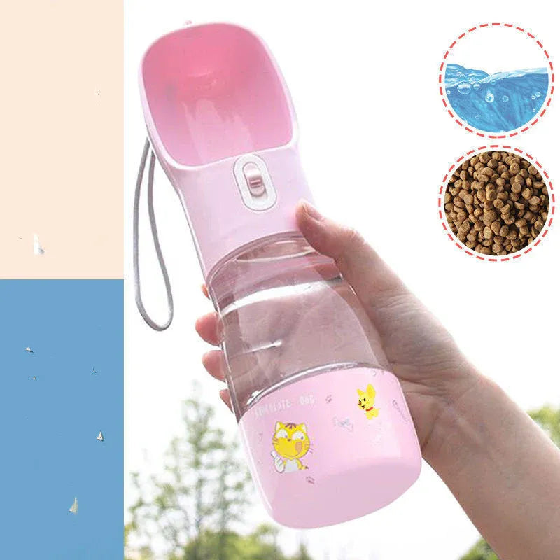 Pet Water Bottle with Integrated Feeder, Green V1188-MS-611-083