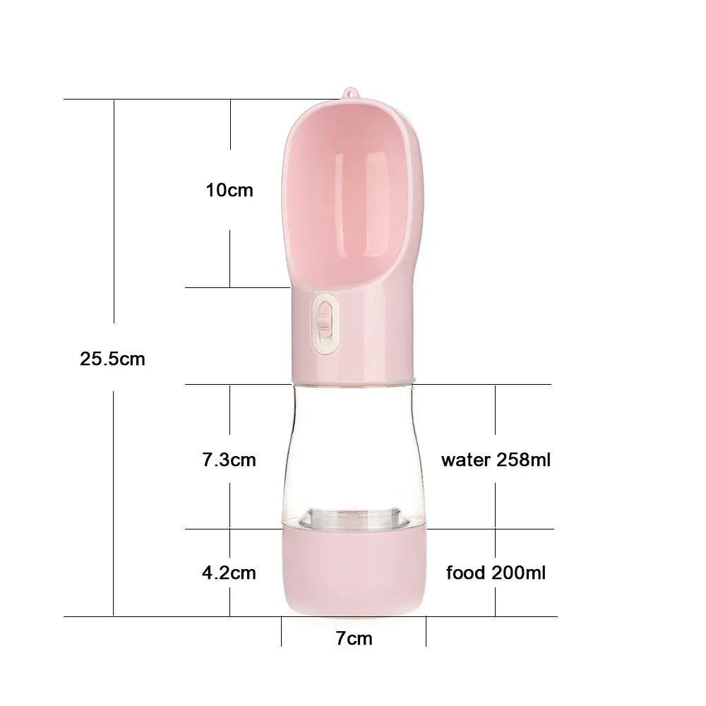 Pet Water Bottle with Integrated Feeder, Pink V1188-MS-611-085