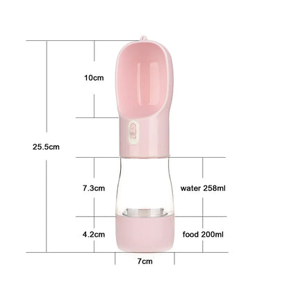 Pet Water Bottle with Integrated Feeder, Pink V1188-MS-611-085