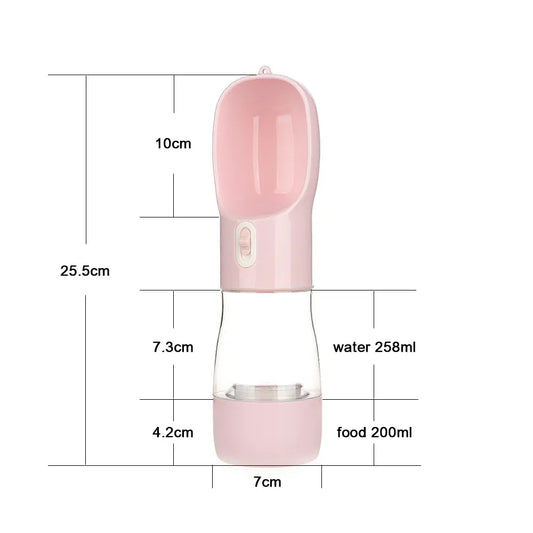 Pet Water Bottle with Integrated Feeder, Pink V1188-MS-611-085