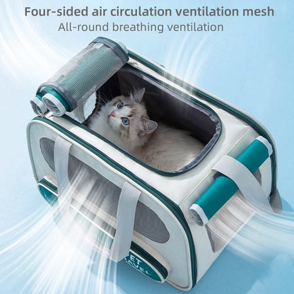 Pet Travel Bag Soft Sided Mesh Carrier Breathable Collapsible, Blue V1188-MS-611-090