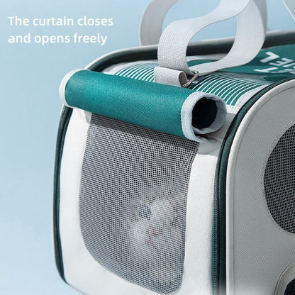 Pet Travel Bag Soft Sided Mesh Carrier Breathable Collapsible, Blue V1188-MS-611-090