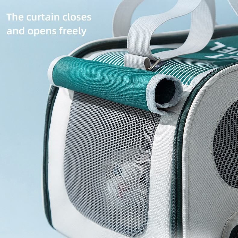 Pet Travel Bag Soft Sided Mesh Carrier Breathable Collapsible, Green V1188-MS-611-091