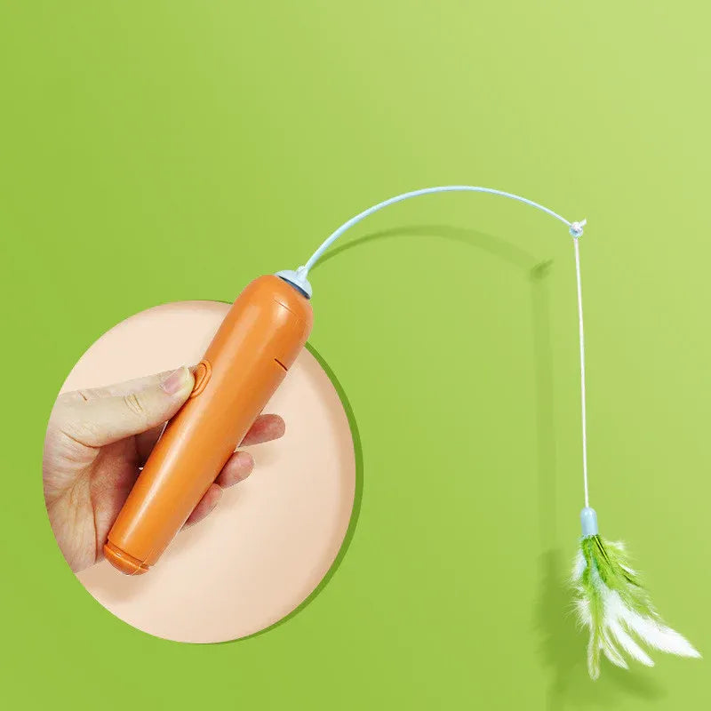 2 In 1 Pet Cat Toy With Feather For Self-play, Cat Turntable - Yellow green V1188-MS-611-095