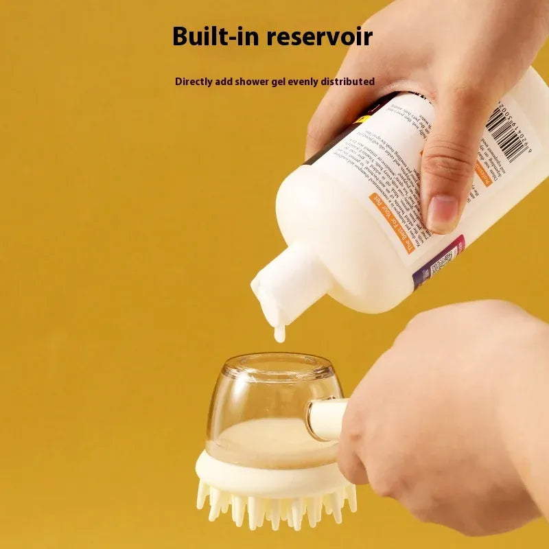 3 in 1 Pet Bath Brush Liquid Foaming Massage Brush, Beige, 18 cm V1188-MS-611-099