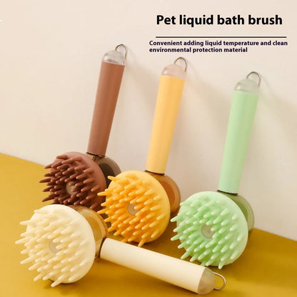 3 in 1 Pet Bath Brush Liquid Foaming Massage Brush, Coffee, 18 cm V1188-MS-611-100