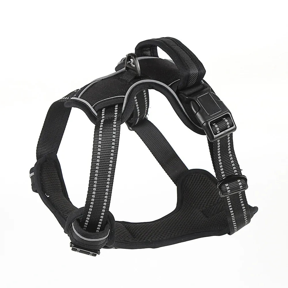 Reflective Pet Vest, Dog Harness, No Pull, Breathable, 1.5-meter tow rope - Black, S V1188-MS-611-108