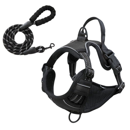 Reflective Pet Vest, Dog Harness, No Pull, Breathable, 1.5-meter tow rope - Black, XL V1188-MS-611-109
