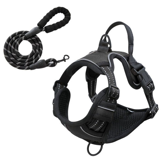Reflective Pet Vest, Dog Harness, No Pull, Breathable, 1.5-meter tow rope - Black, XL V1188-MS-611-109
