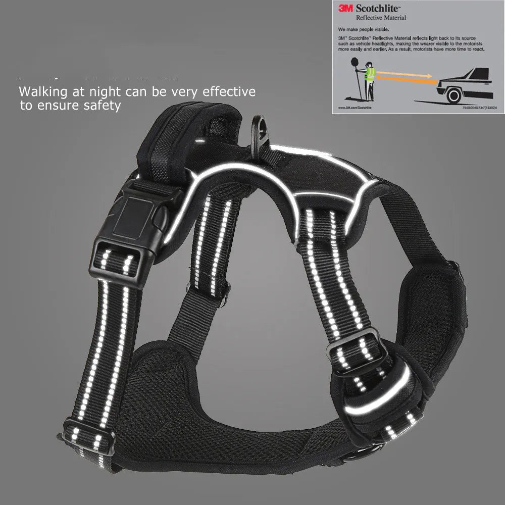 Reflective Pet Vest, Dog Harness, No Pull, Breathable, 1.5-meter tow rope - Orange, M V1188-MS-611-111