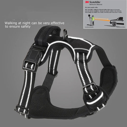 Reflective Pet Vest, Dog Harness, No Pull, Breathable, 1.5-meter tow rope - Orange, M V1188-MS-611-111