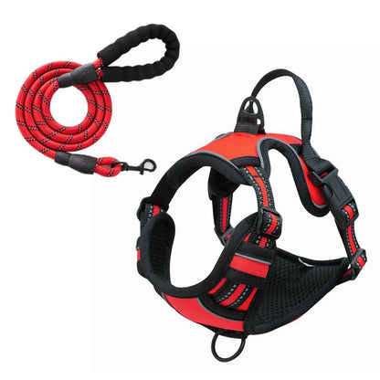 Reflective Pet Vest, Dog Harness, No Pull, Breathable, 1.5-meter tow rope - Red, S V1188-MS-611-116