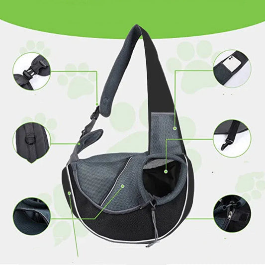 Small Pet Carrier Sling Crossbody Bag for Cats and Dogs, Blue, M V1188-MS-611-144