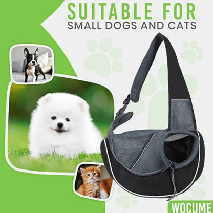 Small Pet Carrier Sling Crossbody Bag for Cats and Dogs, Green, S V1188-MS-611-147