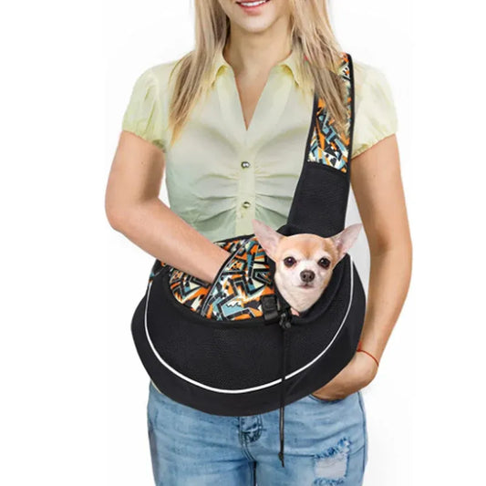 Small Pet Carrier Sling Crossbody Bag for Cats and Dogs, Orange, M V1188-MS-611-148
