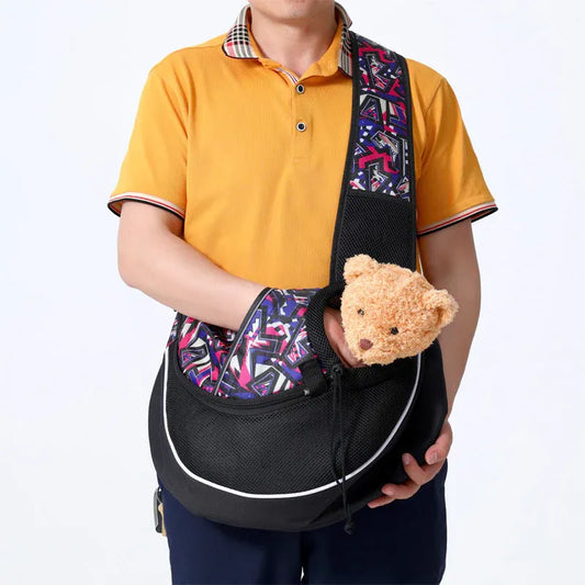 Small Pet Carrier Sling Crossbody Bag for Cats and Dogs, Purple, S V1188-MS-611-151